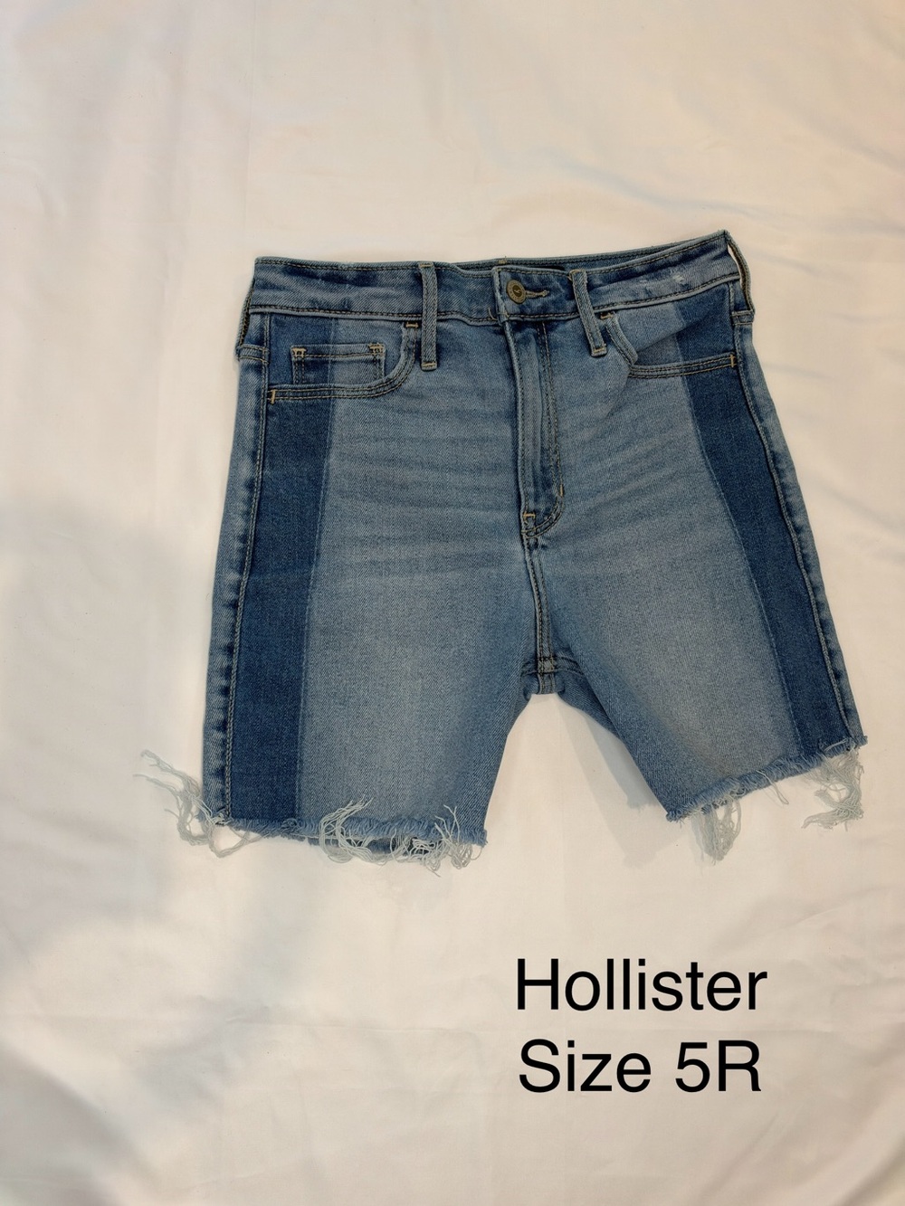 Hollister Juniors Two-Tone Light and Dark Blue Denim Cutoff Shorts